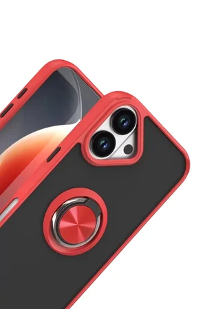 Newface Apple iPhone 17 Montreal Yüzüklü Silikon Kapak - Kırmızı