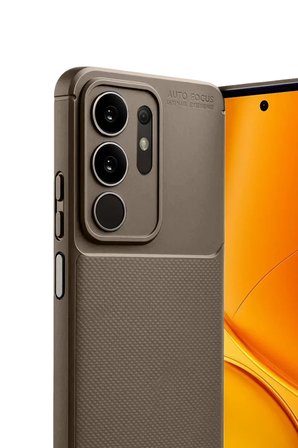 Newface Vivo Y29 4G Auto Focus Karbon Kapak - Kahverengi