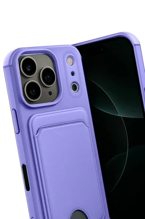 Newface Apple iPhone 17 Pro Kelvin Kartvizitli Silikon - Lila