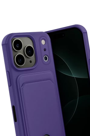 Newface Apple iPhone 17 Pro Kelvin Kartvizitli Silikon - Derin Mor