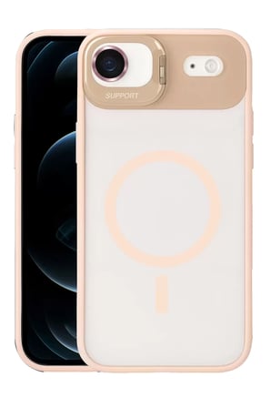 Joko Apple iPhone 17 Air Remim Lensli Magsafe Standlı Kapak - Pembe