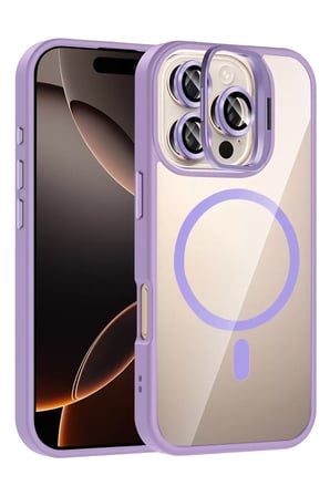 Joko Apple iPhone 16 Pro Max Remim Lensli Magsafe Standlı Kapak - Lila