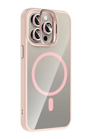 Joko Apple iPhone 14 Pro Max Remim Lensli Magsafe Standlı Kapak - Pembe