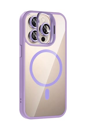 Joko Apple iPhone 15 Pro Max Remim Lensli Magsafe Standlı Kapak - Lila