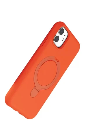 Newface Apple iPhone 11 Regal Magsafe Standlı Kapak - Turuncu