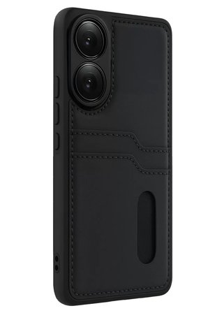Newface Oppo A38 Sara Kartvizitli Deri Kılıf - Siyah