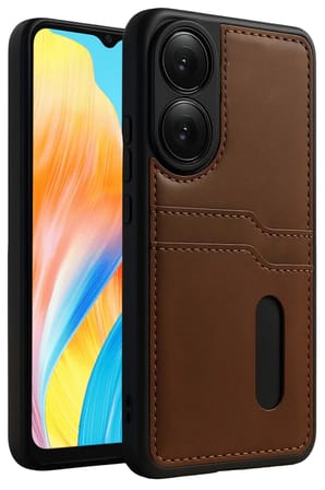 Newface Oppo A38 Sara Kartvizitli Deri Kılıf - Taba