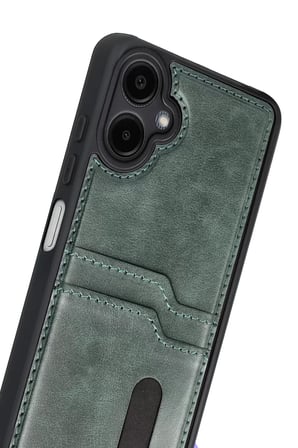 Newface Samsung Galaxy A07 4G Sara Kartvizitli Deri Kılıf - Yeşil