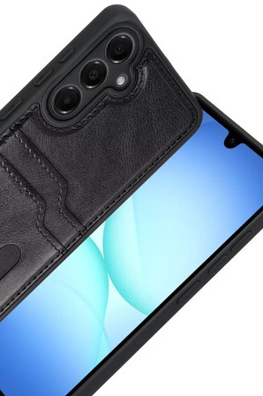 Newface Samsung Galaxy A17 5G Sara Kartvizitli Deri Kılıf - Siyah
