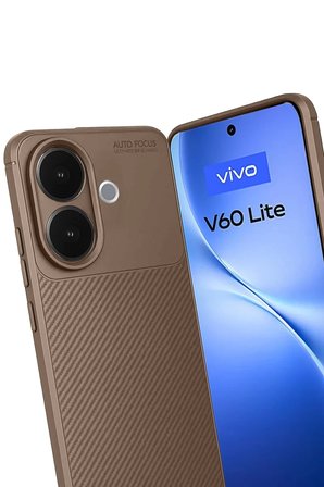 Newface Vivo V60 Lite Auto Focus Karbon Kapak - Kahverengi
