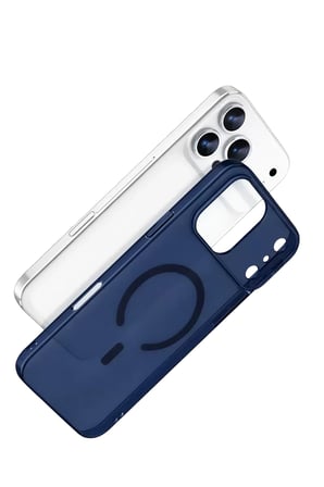 Newface Apple iPhone 17 Pro Combo Sert Şeffaf Magsafe Kapak - Mavi