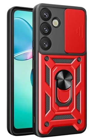 Newface Samsung Galaxy S26 Pars Lens Yüzüklü Silikon - Kırmızı