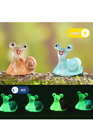 2'li Karanlıkta Parlayan Minik Salyangoz Figürleri