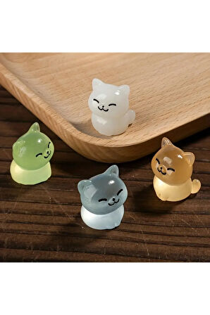 2'li Karanlıkta Parlayan Mini Kedi Figürleri