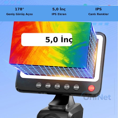 Uninet 5 İnç IPS Ekranlı 3.9 mm 1.5 m Kablolu Joystickli Kayıtlı Endoskop Kamera