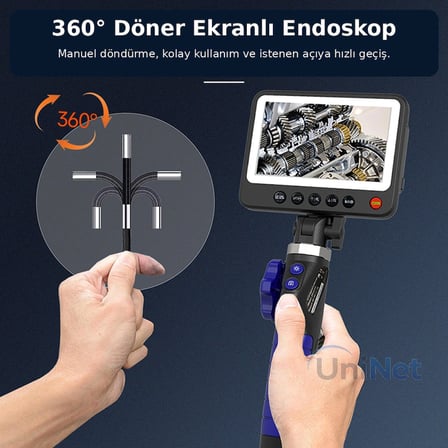 Uninet 5 İnç IPS Ekranlı 3.9 mm 1.5 m Kablolu Joystickli Kayıtlı Endoskop Kamera