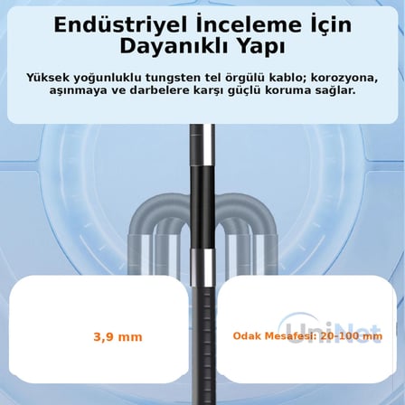 Uninet 5 İnç IPS Ekranlı 3.9 mm 1.5 m Kablolu Joystickli Kayıtlı Endoskop Kamera