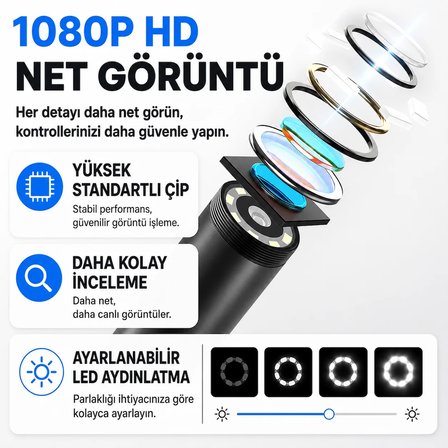 Uninet 3 Kameralı Endoskop Kamera 10 Metre 5 inç LCD Ekranlı