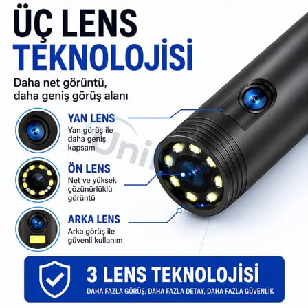 Uninet 10 Metre 3 Kameralı Endoskop Kamera 1080P HD Wifi Boroskop