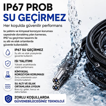 Uninet S50 5 İnç Ekranlı 4 Yönlü Eklemli Endüstriyel Endoskop Kamera 1 Metre