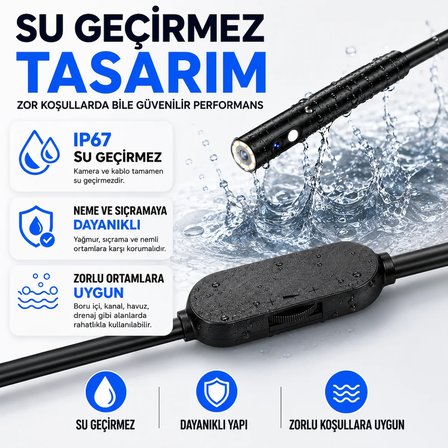 Uninet SM8-R10 Endoskop Kamera 2 Metre 8 mm 1080P Full HD Sert Kablolu iOS Android Uyumlu