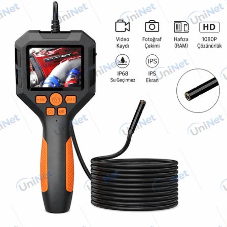 Uninet 5 Metre Ekranlı 5.5mm Sert Kablo Endoskopi Yılan Kamera