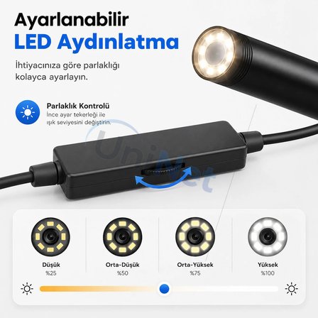 Uninet 3 Kameralı Endoskop Kamera 5 Metre Wifi HD Yılan Kamera