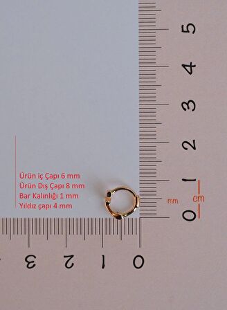 Halka Model Mavi Renk Mini Yıldızlı Tragus Piercing Helix