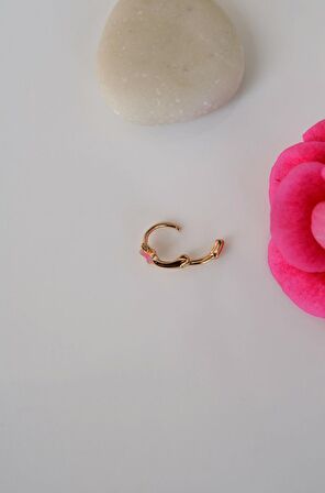 Halka Model Pembe Renk Mini Yıldızlı Tragus Piercing Helix