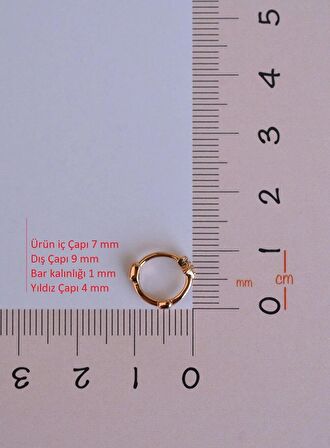 Halka Model Mini Yıldızlı Tragus Piercing Helix
