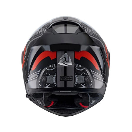 Nukro  Combat Red Black Kapalı Kask