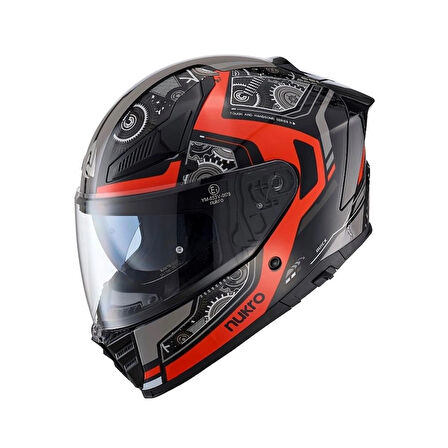 Nukro  Combat Red Black Kapalı Kask