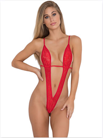  Fantezi Kırmızı Dantelli Arkası Açık Seksi Gecelik TG2710115