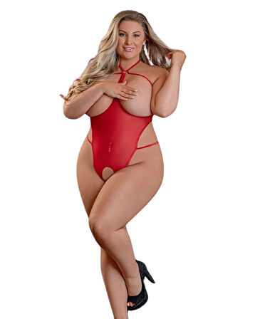  Fantezi Kırmızı Özel Bölgeleri Açık Seksi Tül Babydol TG273261