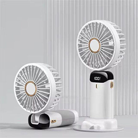 Mini El Fanı 5 Kademeli Dijital Led Göstergeli Boyun Askılı Mini Klima Vantilatör