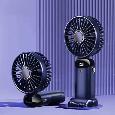Mini El Fanı 5 Kademeli Dijital Led Göstergeli Boyun Askılı Mini Klima Vantilatör