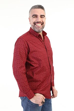 Erkek Kuş Desenli Klasik Gömlek
