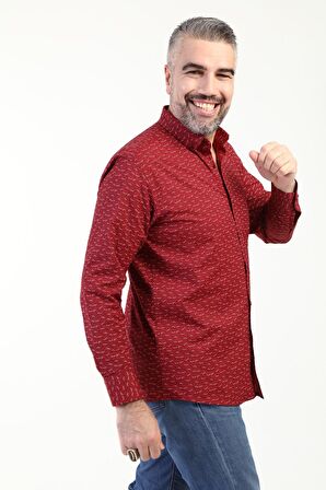 Erkek Kuş Desenli Klasik Gömlek