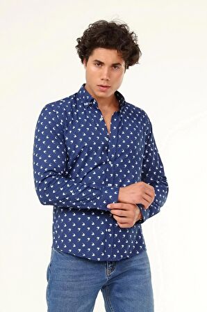 Erkek Desenli Uzun Kol Gömlek
