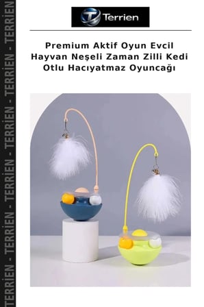 Premium Aktif Oyun Evcil Hayvan Neşeli Zaman Zilli Kedi Otlu Hacıyatmaz Oyuncağı