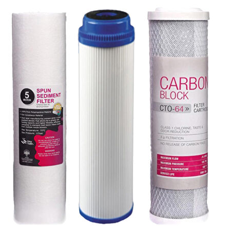 Su Arıtma Cihazı Açık Kasa 3 Lü Filtre Seti