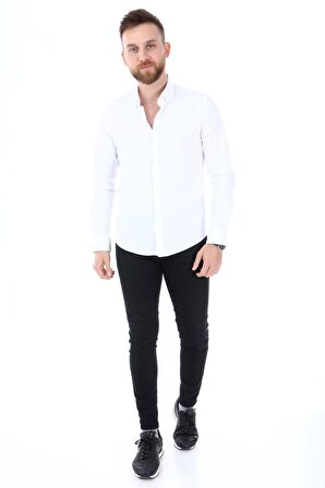Düğmeli Yaka Uzun Kol Erkek Gömlek