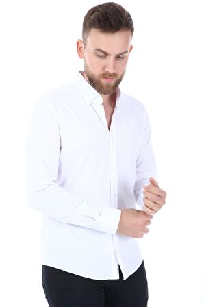 Düğmeli Yaka Uzun Kol Erkek Gömlek