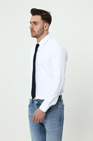 Düğmeli Yaka Uzun Kol Erkek Gömlek