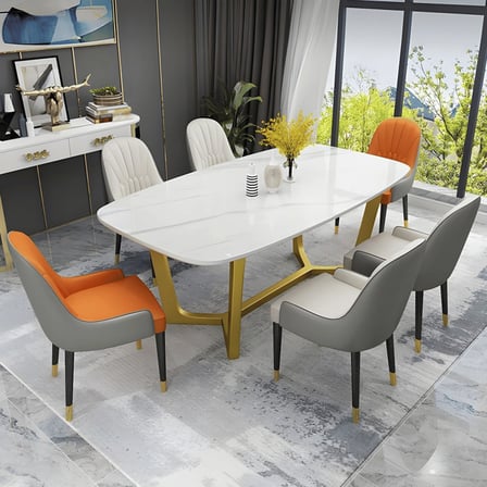 YMK8973 Modern Dikdörtgen Yemek Masası MDF Üstlü Metal Ayaklı
