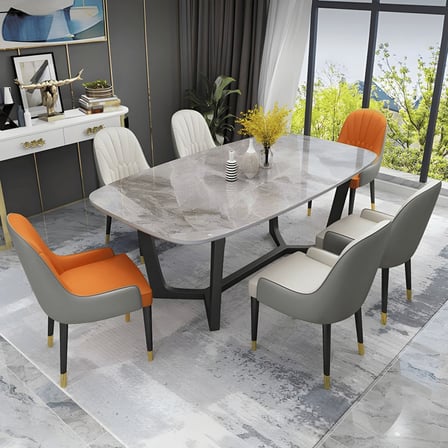 YMK8973 Modern Dikdörtgen Yemek Masası MDF Üstlü Metal Ayaklı