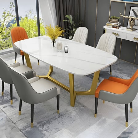 YMK8973 Modern Dikdörtgen Yemek Masası MDF Üstlü Metal Ayaklı