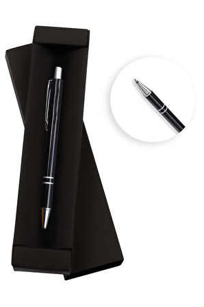 Siyah Defter & Gümüş Renk Detaylı Tükenmez Kalem & Selamlıque Türk Kahvesi Hediye Seti