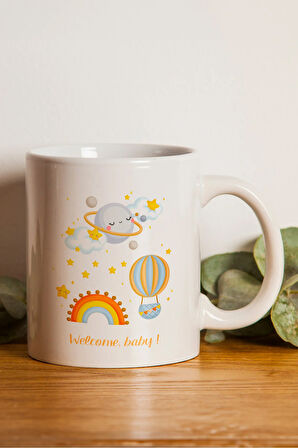 Anne Bebek Ajanda & Hoşgeldin Bebek Baskılı Kupa & 1 Çift Patik Hediye Seti