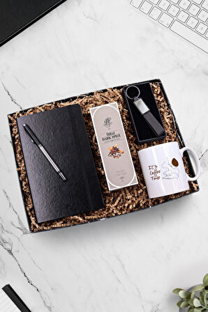 Defter & Metalik Roller Kalem & Rebul Erkek Kolonyası & Baskılı Kupa Bardak & Anahtarlık Hediye Seti
